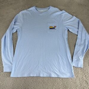 Vineyard Vines Pride Whale Men's‎ L/S Crew Neck T-Shirt Blue Size Small